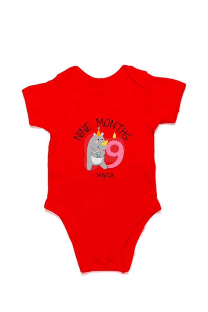 Nine Month Milestone Baby Romper – Custom from Glamlittles