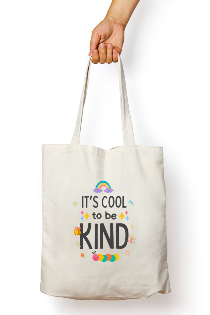 Spread Smiles: "It's Cool To Be Kind" Rainbow & Critter Tote Zipper Bag – Custom from Glamlittles