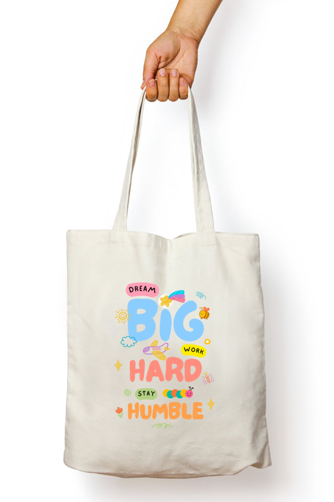 Chase Your Dreams with Heart: "Dream Big Work Hard Stay Humble" Whimsical Tote Zipper Bag β Custom from Glamlittles