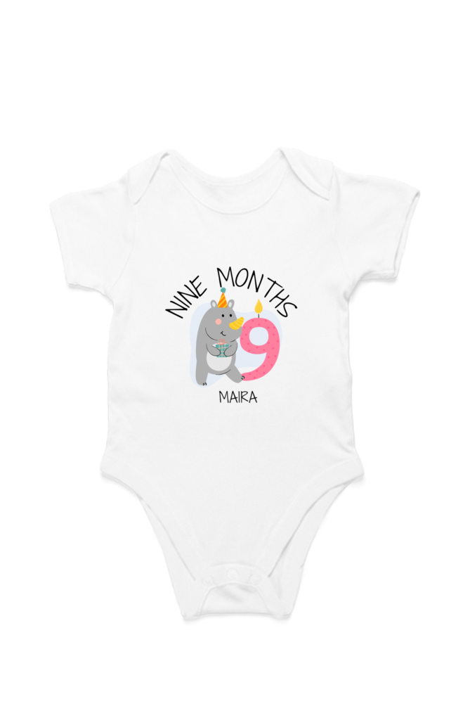 Nine Month Milestone Baby Romper – Custom from Glamlittles