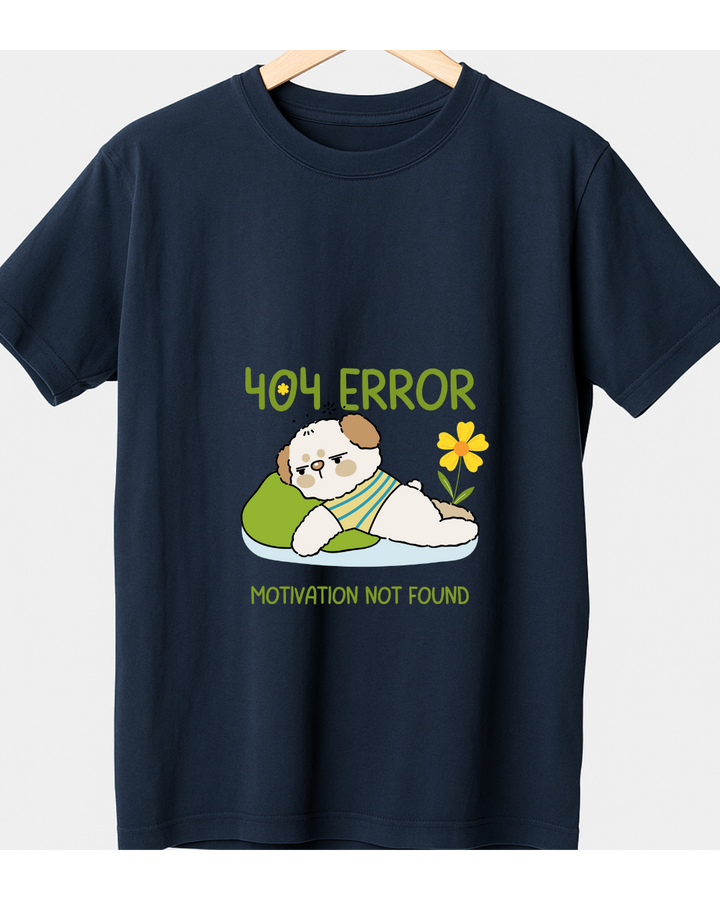 Funny Lazy Dog Oversized T-Shirt – “404 Error: Motivation Not Found” – Custom from Glamlittles