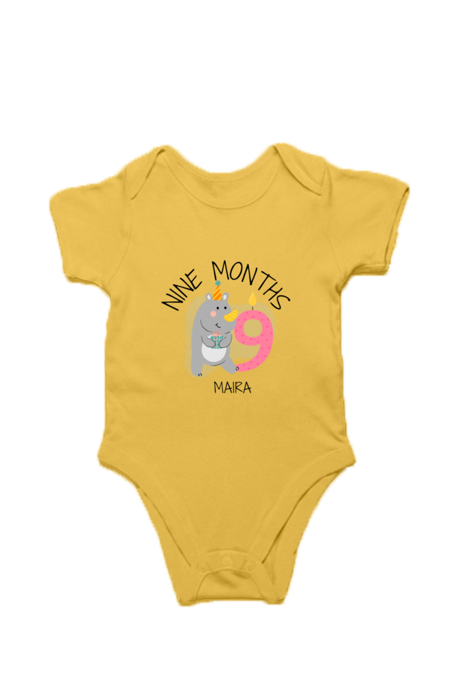 Nine Month Milestone Baby Romper – Custom from Glamlittles
