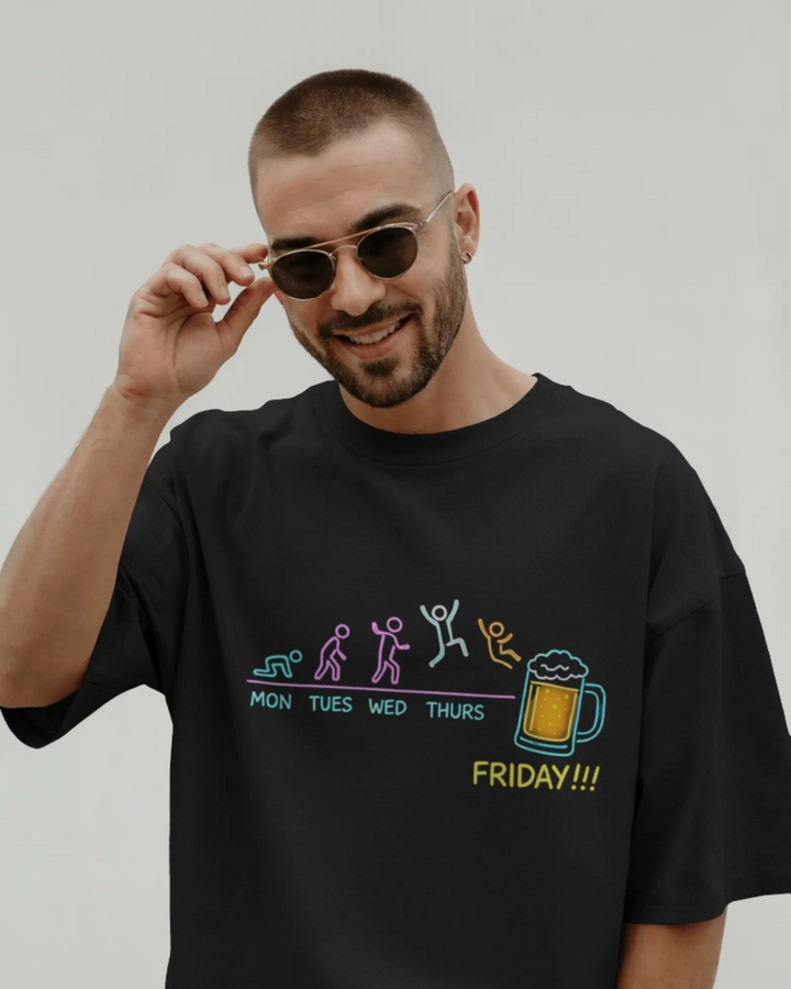 Friday Evolution T-Shirt – Neon Weekday to Weekend Beer Tee