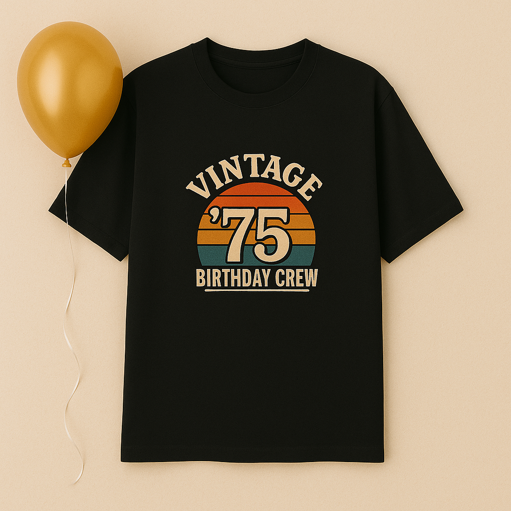 Vintage ’75 Birthday Crew T-shirt - Keep it classic with our personalized