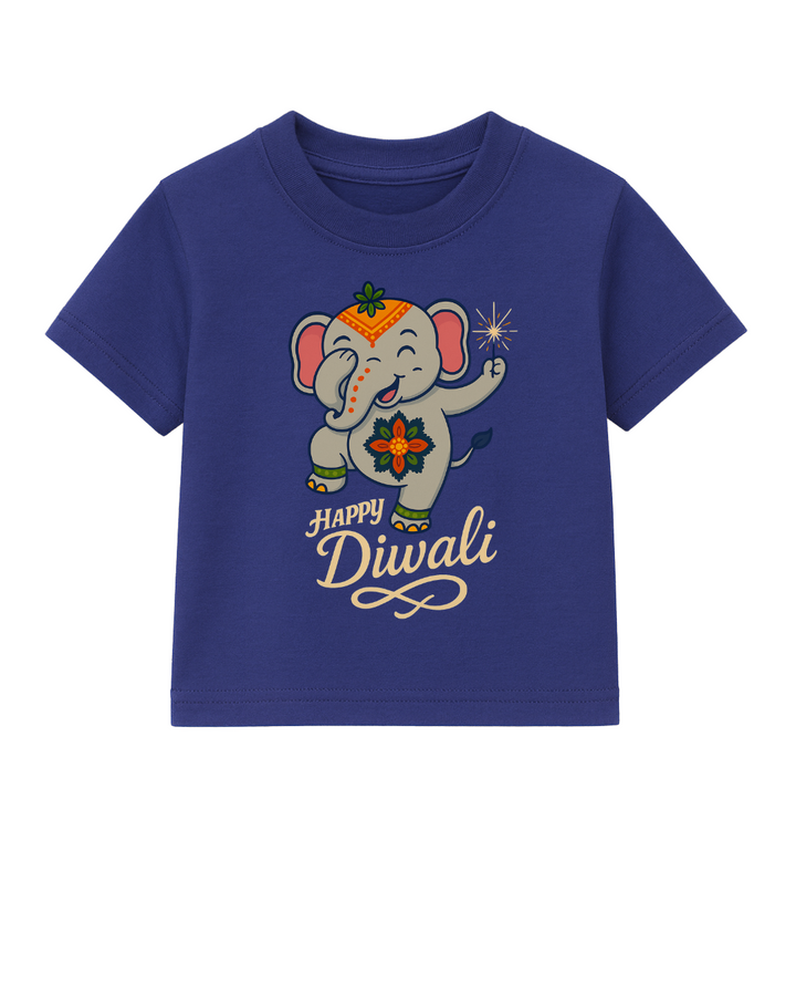 Cute Happy Diwali T-shirt | Adorable Elephant Festive Outfit