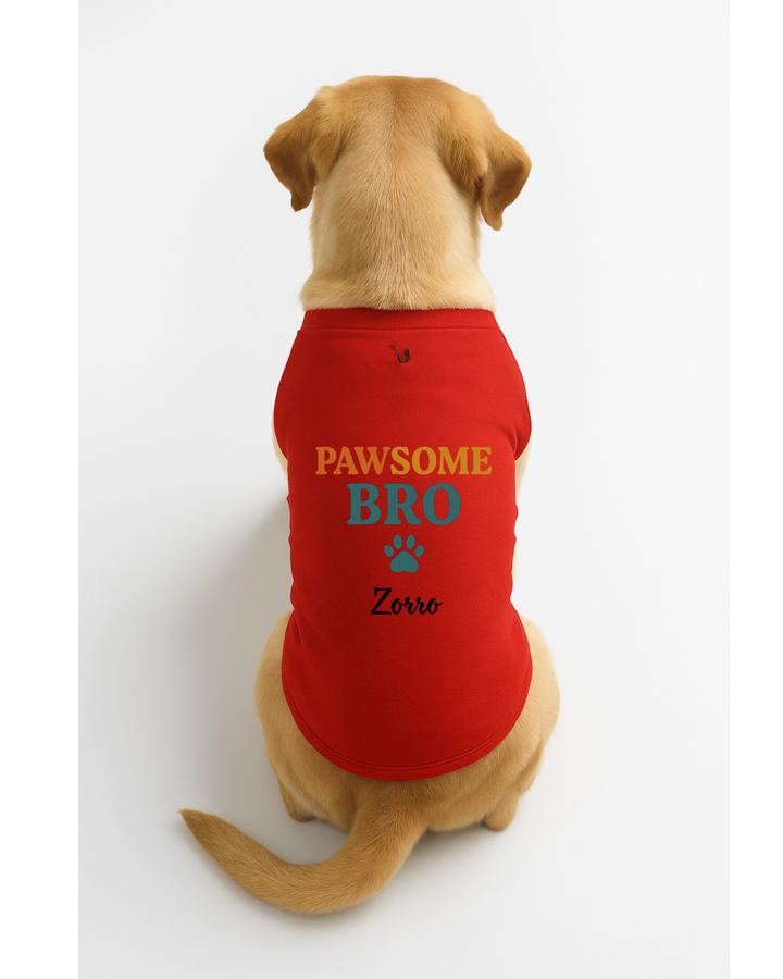 Pawsome Bro Dog T-Shirt – Custom Name Pet Rakhi Outfit