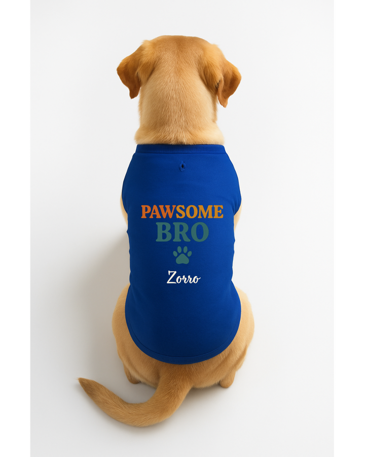 Pawsome Bro Dog T-Shirt – Custom Name Pet Rakhi Outfit