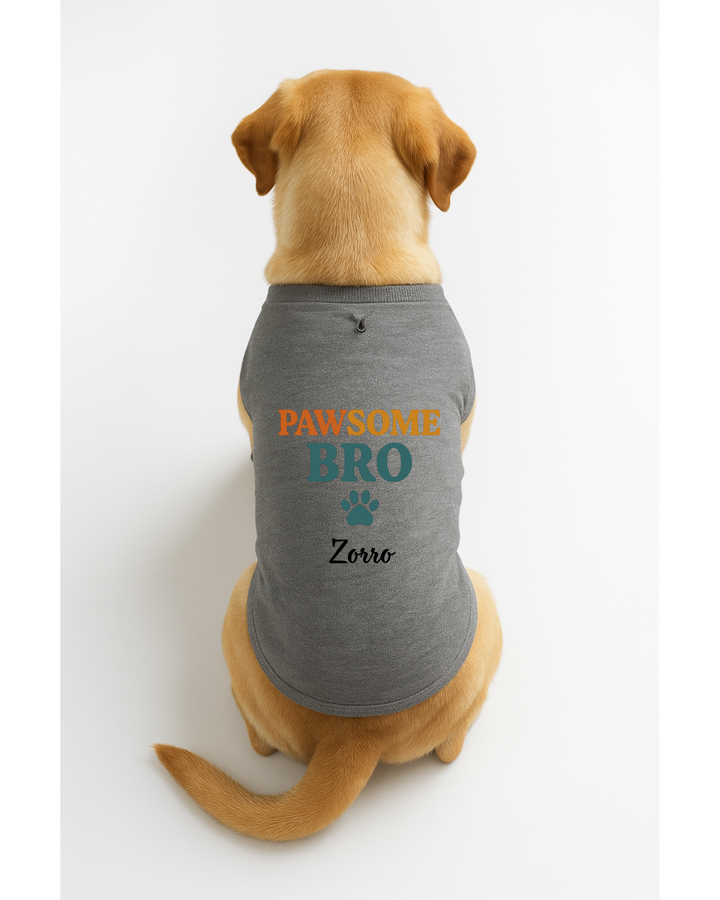 Pawsome Bro Dog T-Shirt – Custom Name Pet Rakhi Outfit