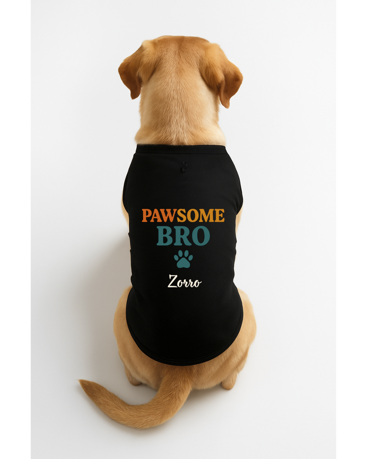 Pawsome Bro Dog T-Shirt – Custom Name Pet Rakhi Outfit