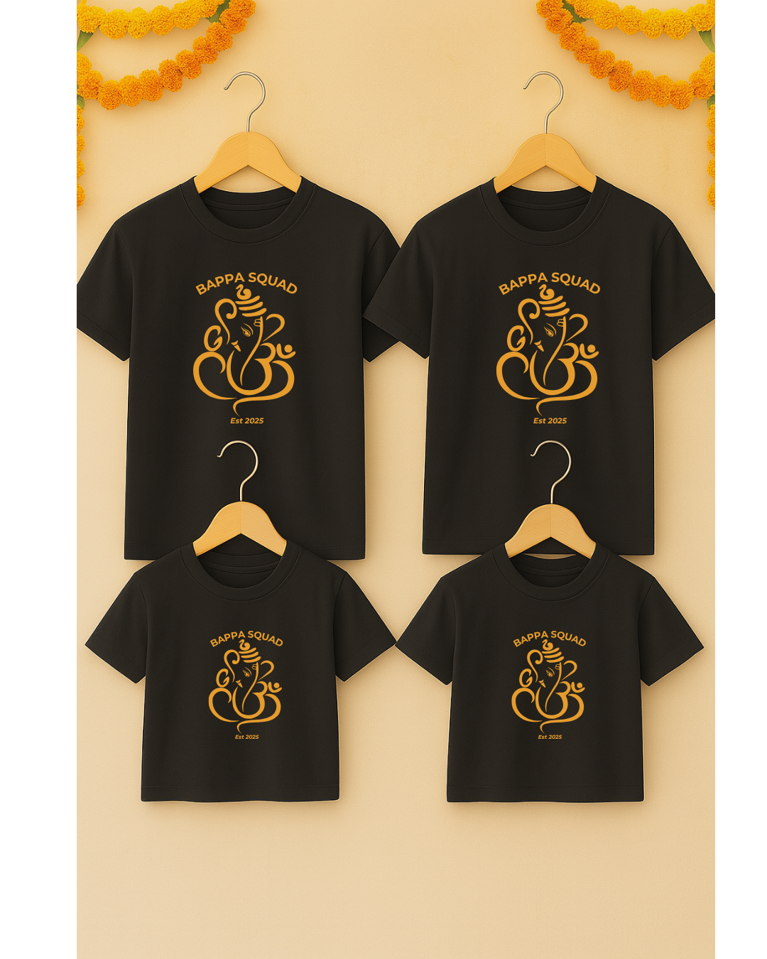 Bappa Squad Family Matching T-Shirt Set – Ganesh Chaturthi 2025 Edition