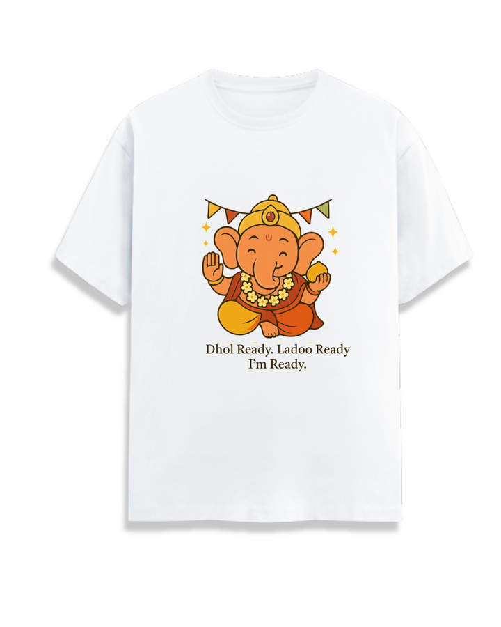 Dhol Ready Ladoo Ready – Custom Ganpati Family Matching Tees