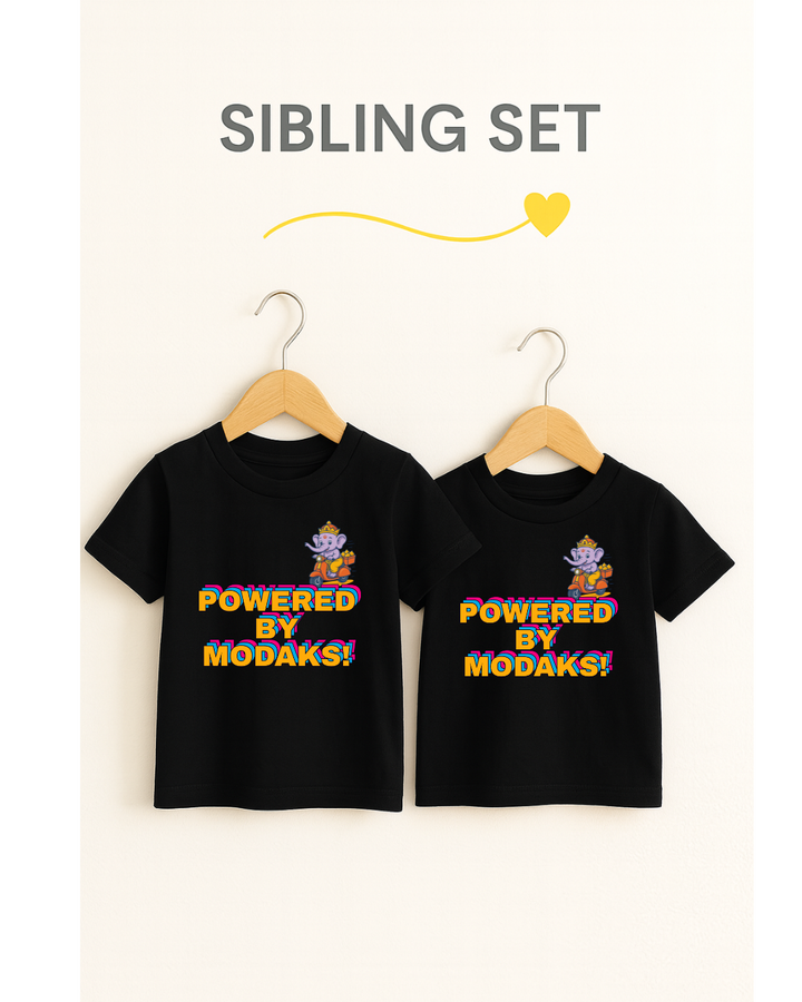 Powered by Modaks! Sibling T-Shirt Set – Festive Ganpati Tees