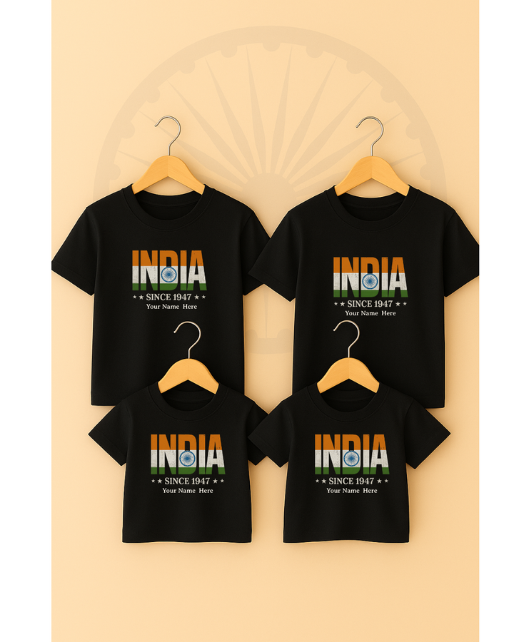 "India Since 1947" Family T-shirt Set – Celebrate Independence Day in Style
