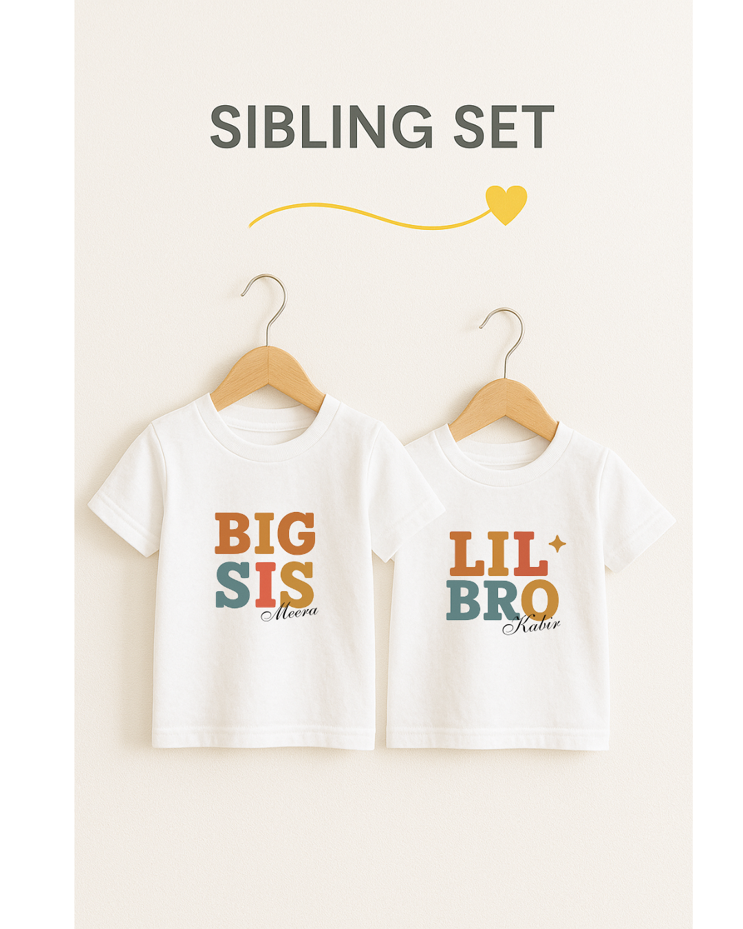 Custom Big Sis & Lil Bro T-Shirt Set – Personalized Rakhi Gift for Kids
