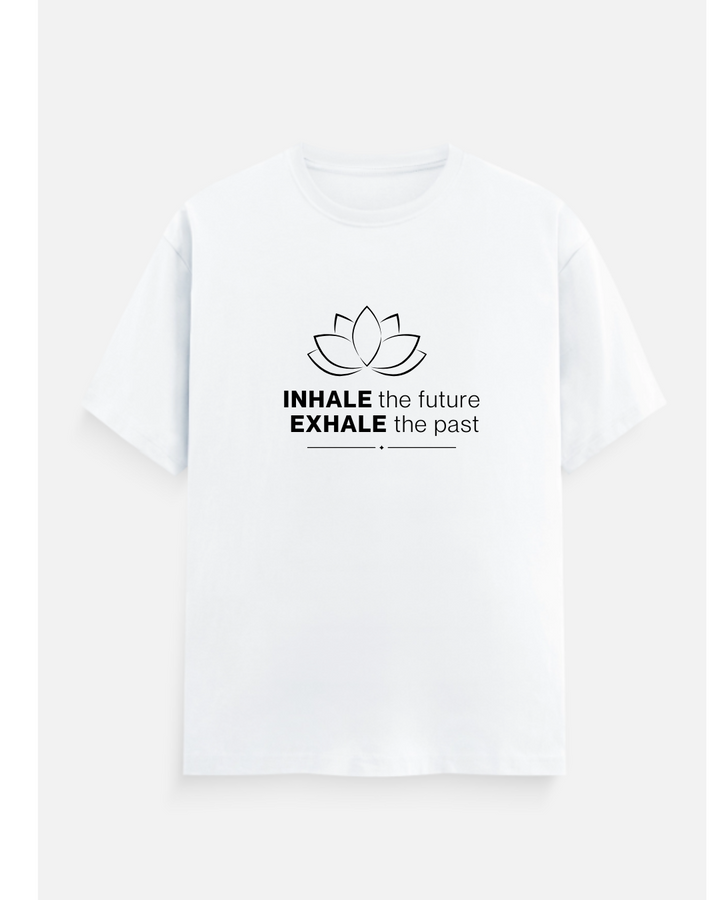 Inhale the Future, Exhale the Past” Lotus T-Shirt – Customizable Mindful Yoga Tee