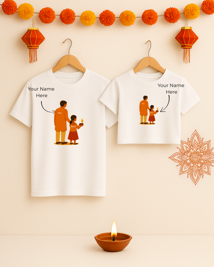Daddy & Daughter Matching T-Shirts - Diwali Edition