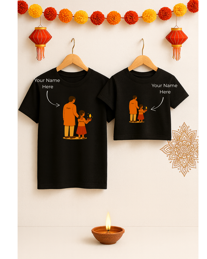 Daddy & Daughter Matching T-Shirts - Diwali Edition