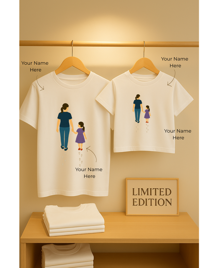 Mom & daughter Matching T-Shirt – Hand in Hand Illustration
