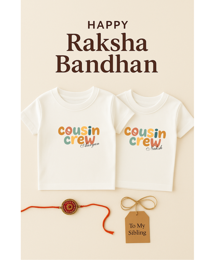 Cousin Crew – Personalized Rakhi T-Shirt Set for Kids