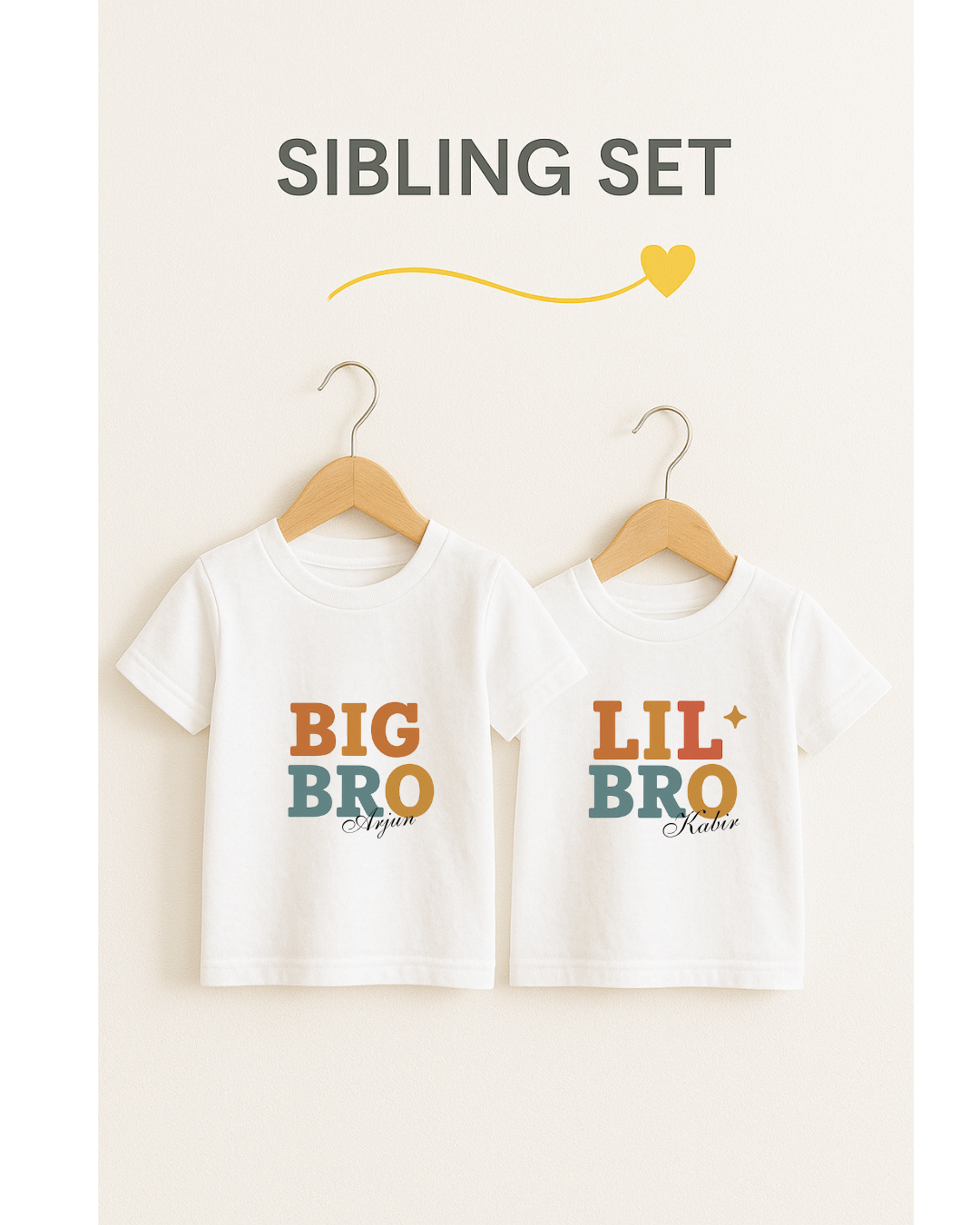 Big Bro & Lil Bro Matching T-Shirt Set – Personalized Sibling Tees