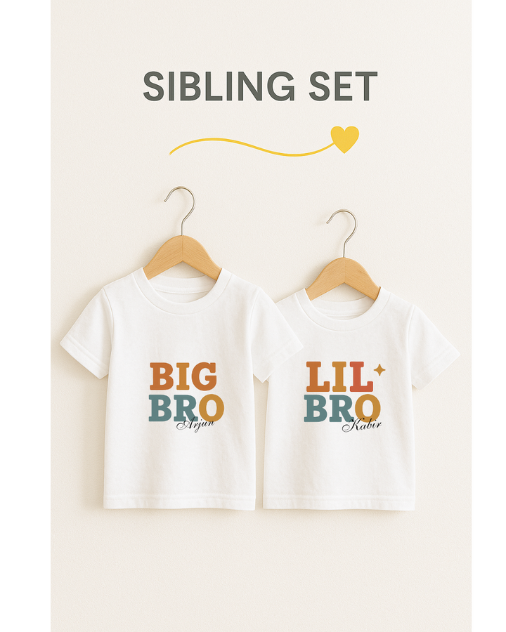 Big Bro & Lil Bro Matching T-Shirt Set – Personalized Sibling Tees
