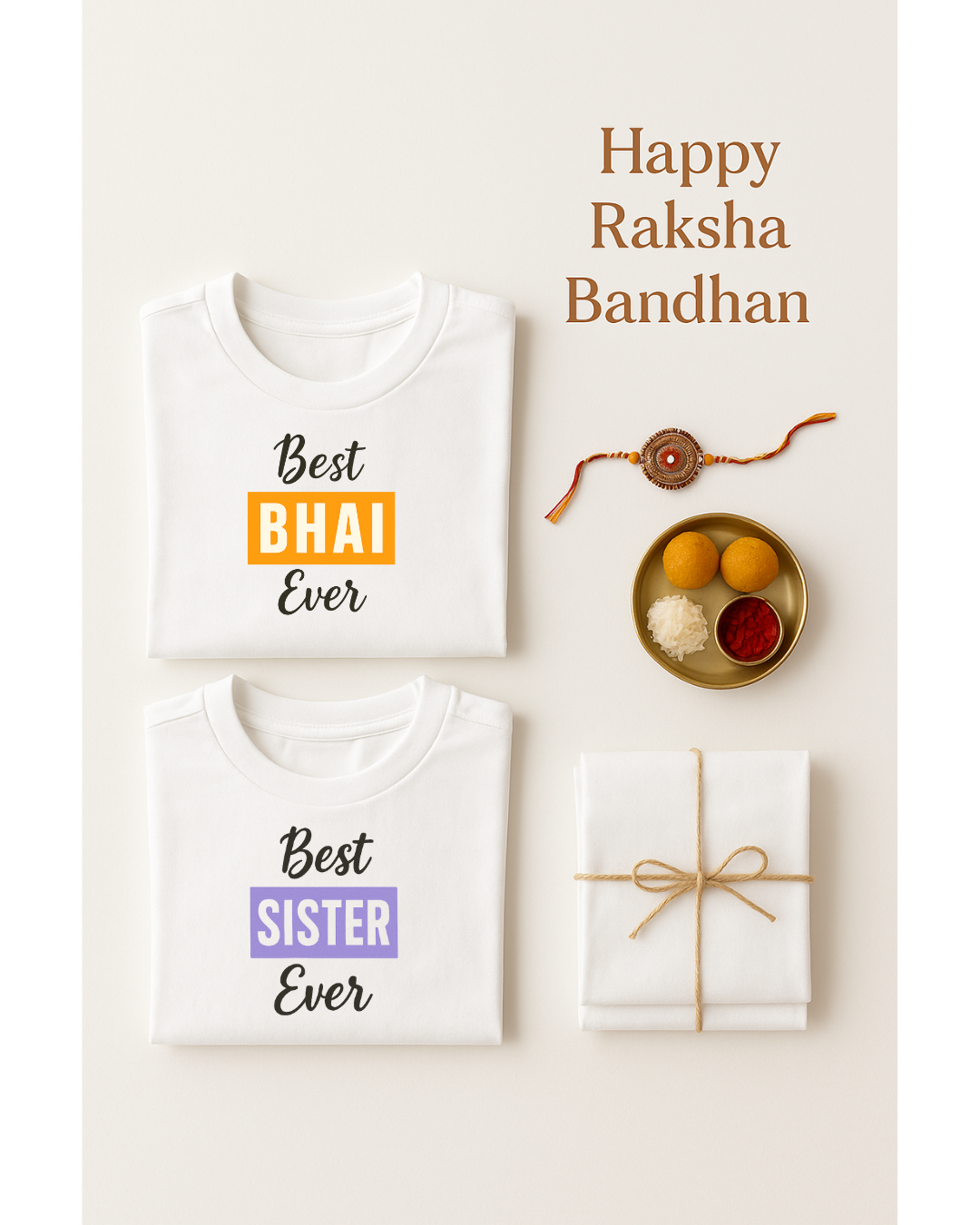 Best Bhai & Best Sister Ever Rakhi T-Shirt Combo – Raksha Bandhan Special