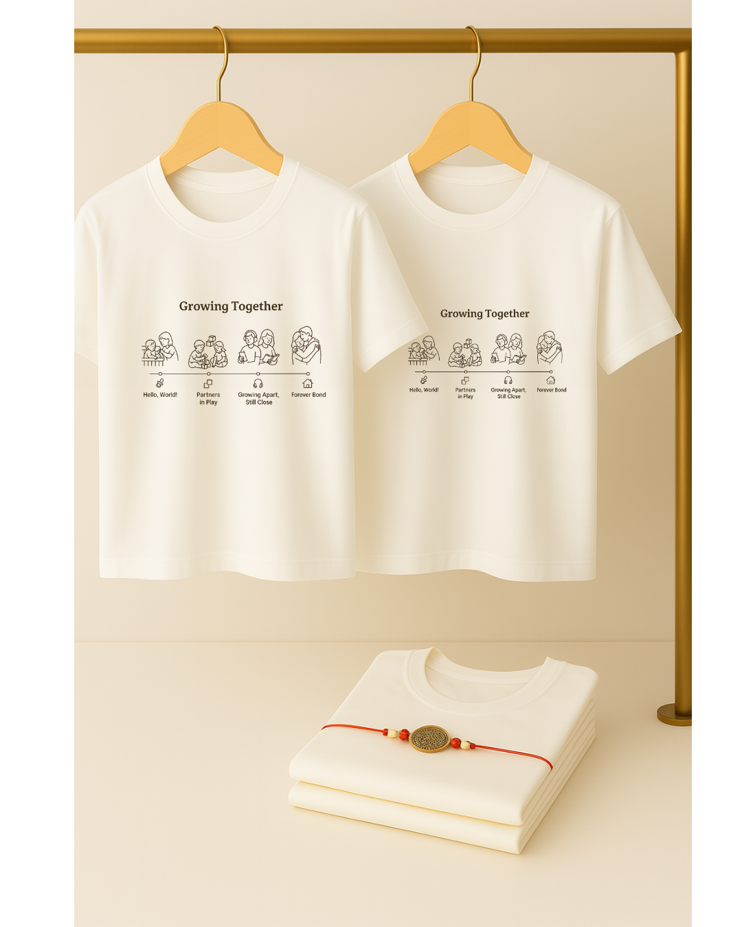 Growing Together – Sibling Bond Rakhi T-Shirt Set