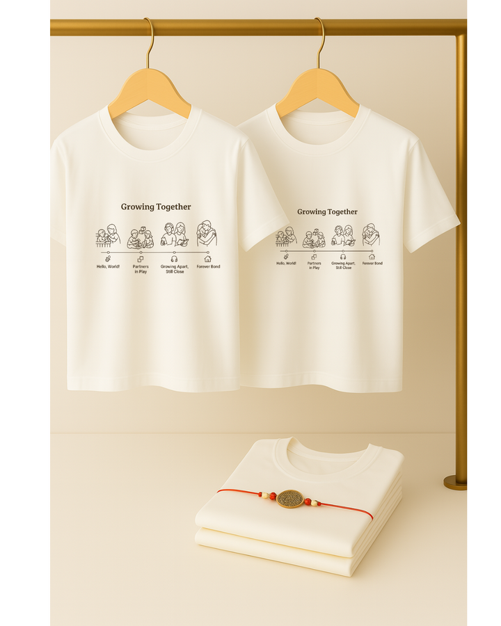 Growing Together – Sibling Bond Rakhi T-Shirt Set