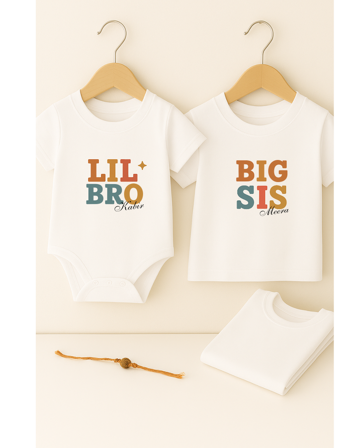 Personalized Sibling T-Shirt & Romper Set – Custom Names