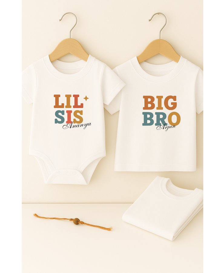 Personalized Sibling T-Shirt & Romper Set – Custom Names