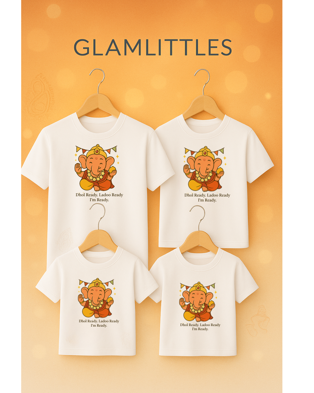 Dhol Ready Ladoo Ready – Custom Ganpati Family Matching Tees
