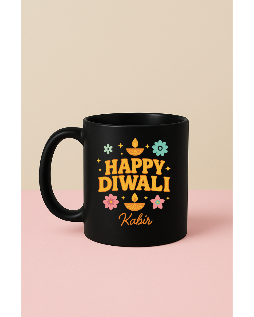 Happy Diwali Black Mug – Personalized Festive Gift 🎉🪔