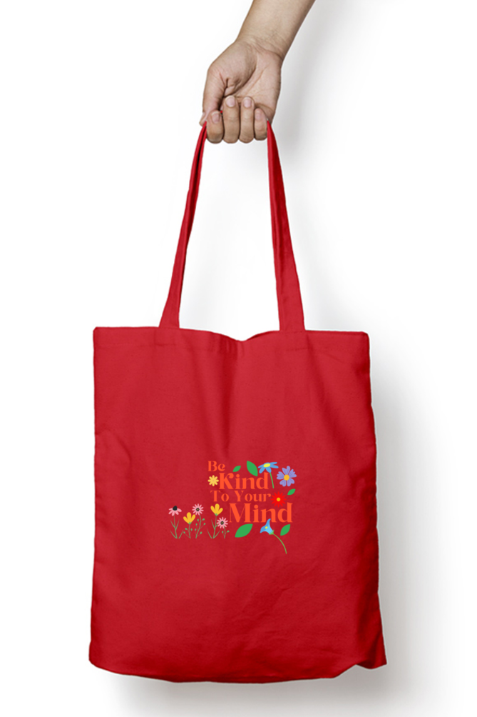 Nurture Your Inner Bloom: "Be Kind To Your Mind" Floral Tote Zipper Bag – Custom from Glamlittles