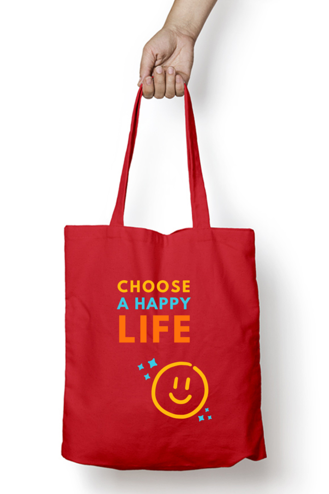 Your Daily Dose of Joy: "Choose A Happy Life" Tote Zipper Bag – Custom from Glamlittles