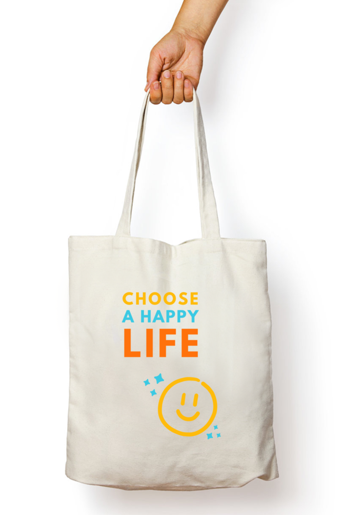 Your Daily Dose of Joy: "Choose A Happy Life" Tote Zipper Bag – Custom from Glamlittles