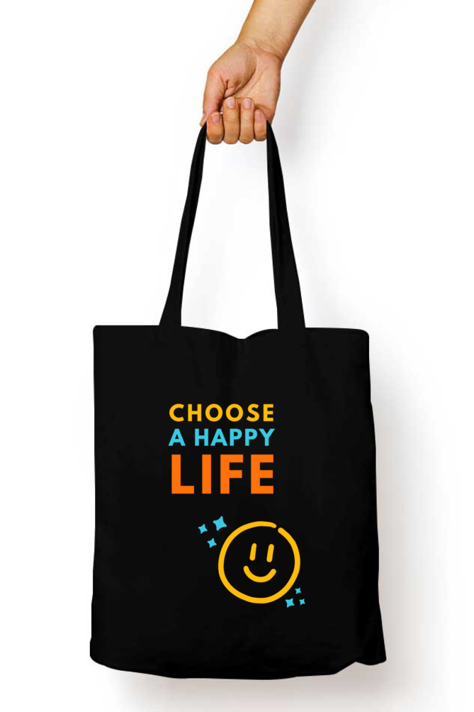 Your Daily Dose of Joy: "Choose A Happy Life" Tote Zipper Bag – Custom from Glamlittles