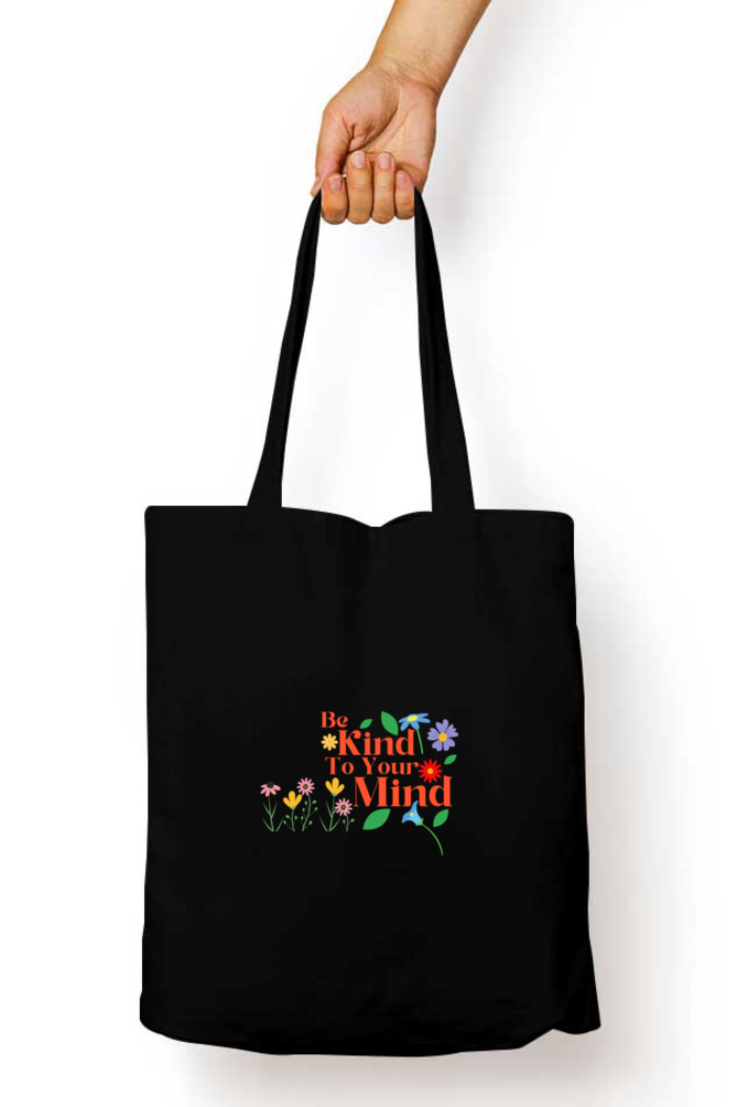 Nurture Your Inner Bloom: "Be Kind To Your Mind" Floral Tote Zipper Bag – Custom from Glamlittles