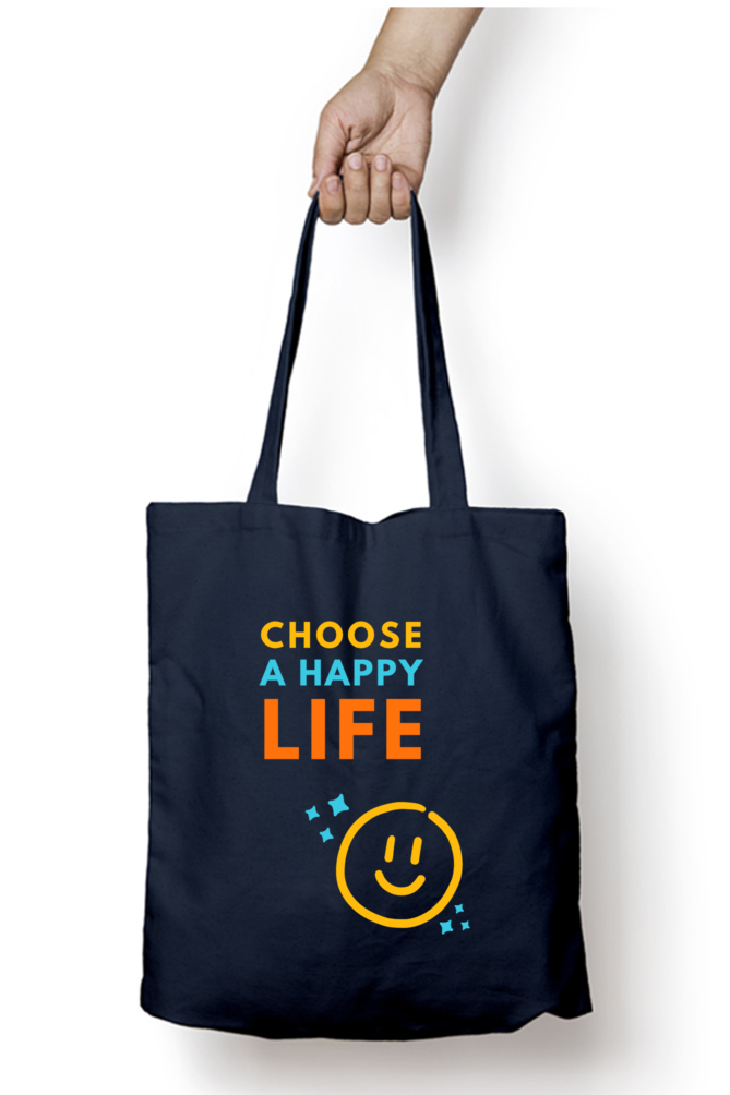 Your Daily Dose of Joy: "Choose A Happy Life" Tote Zipper Bag – Custom from Glamlittles