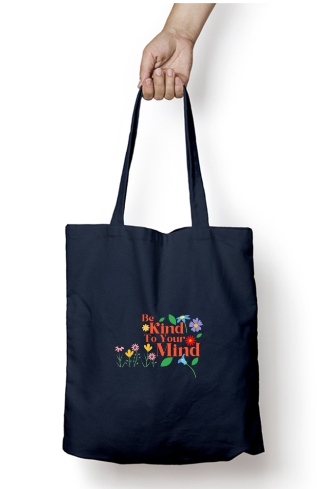 Nurture Your Inner Bloom: "Be Kind To Your Mind" Floral Tote Zipper Bag – Custom from Glamlittles