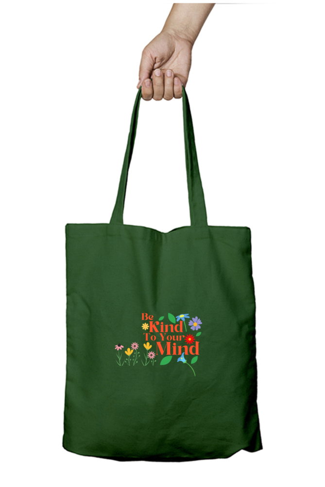 Nurture Your Inner Bloom: "Be Kind To Your Mind" Floral Tote Zipper Bag – Custom from Glamlittles