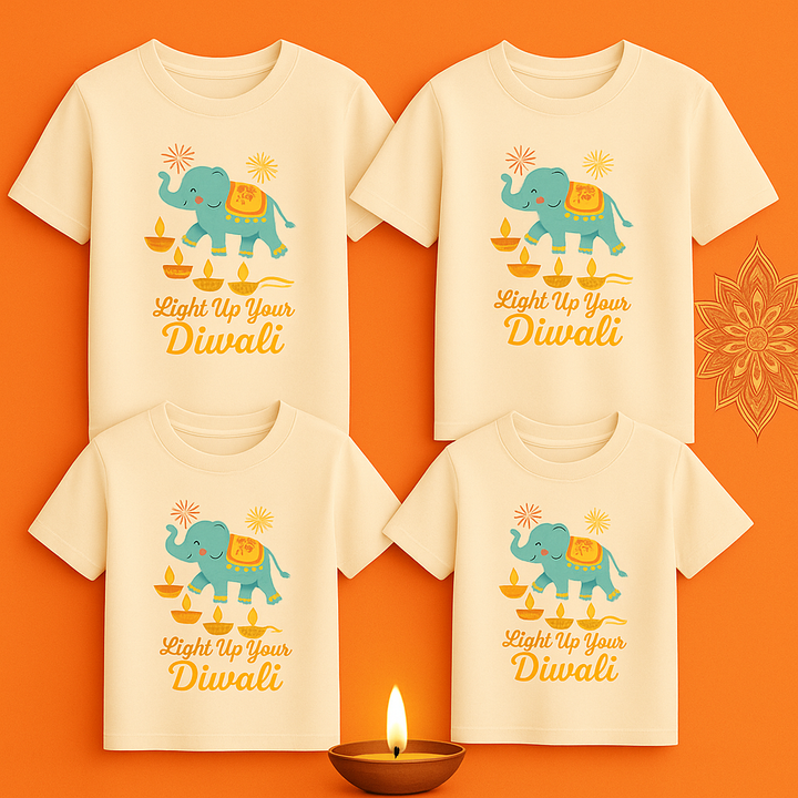 Diwali Family Combo T-Shirts | Parents & Kids Outfit