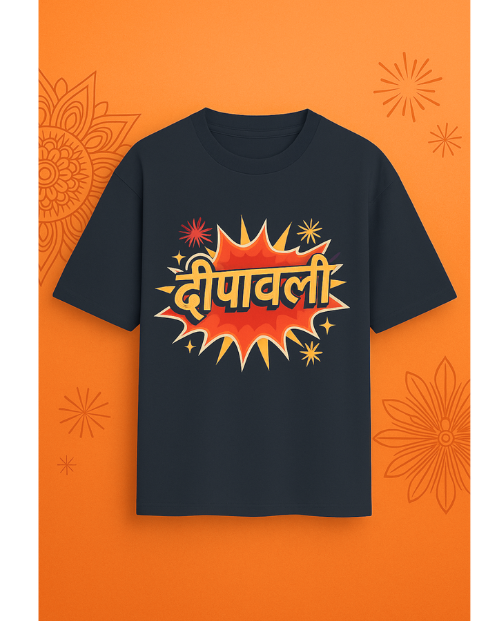 Fun, Vibrant,दीपावली Unisex Oversized T-Shirt for Gifting & Celebrations