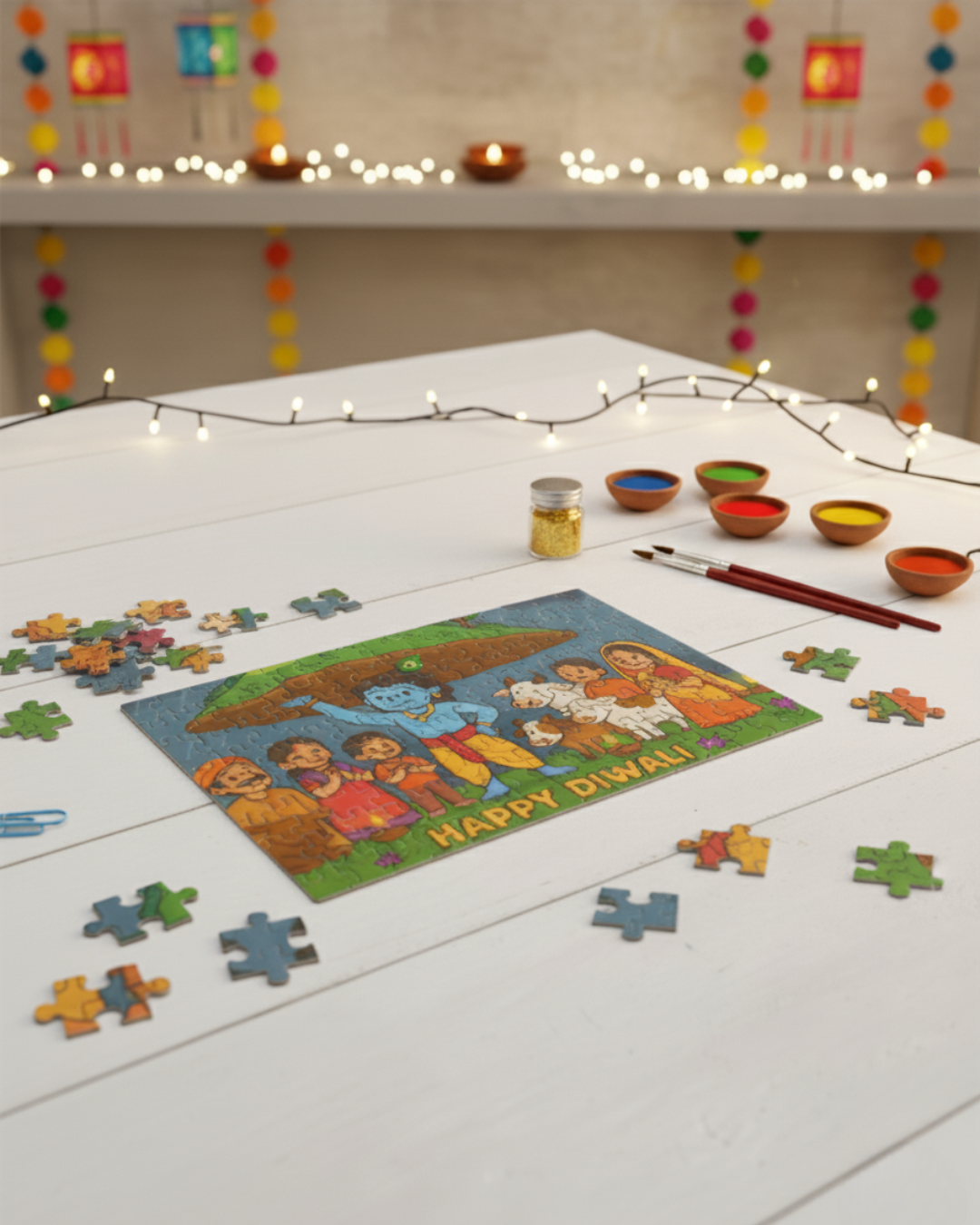 Happy Diwali Krishna Govardhan Puzzle 🪔✨