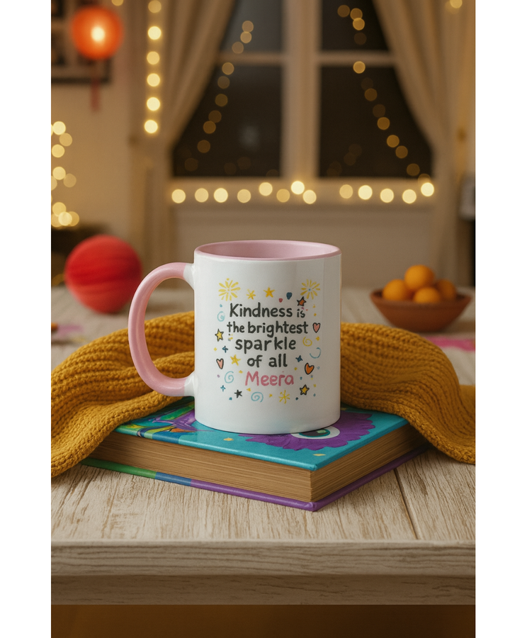 💖 Personalized Diwali Mug – “Kindness is the Brightest Sparkle”