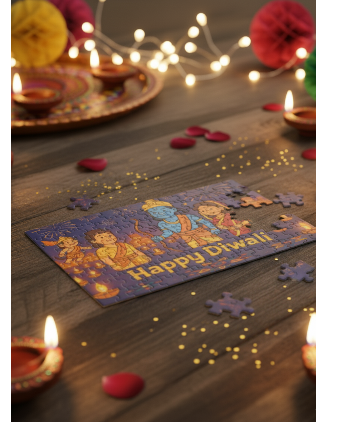 🧩 Happy Diwali Ramayana Puzzle – 120-Piece Festive Kids Activity