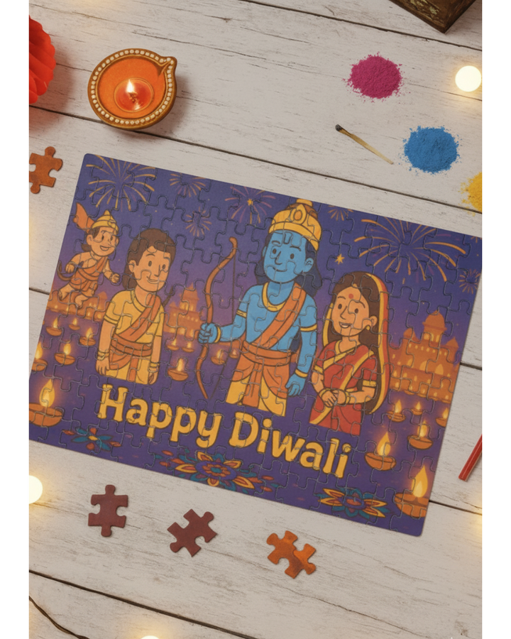 🧩 Happy Diwali Ramayana Puzzle – 120-Piece Festive Kids Activity