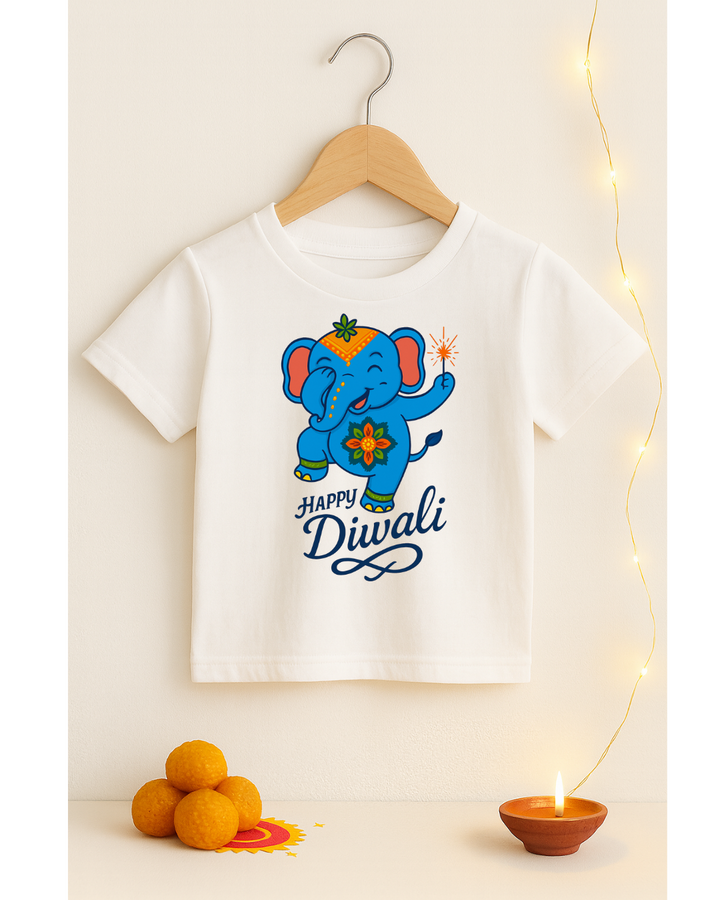 Festive Elephant Diwali T-shirt | Unique & Adorable Festival Outfit