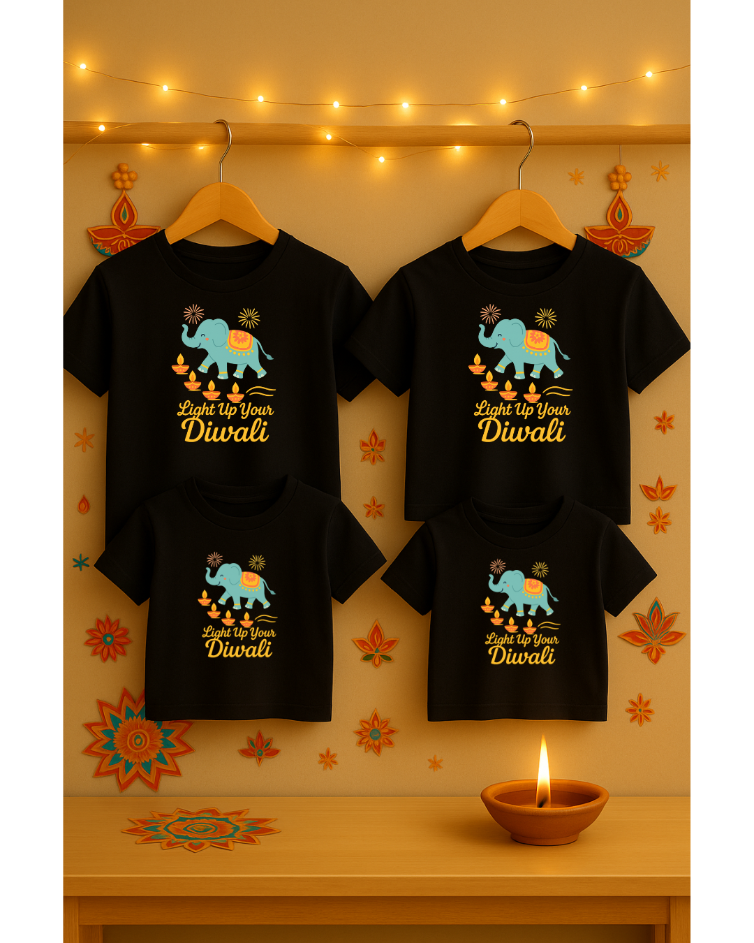 Diwali Family Combo T-Shirts | Parents & Kids Outfit