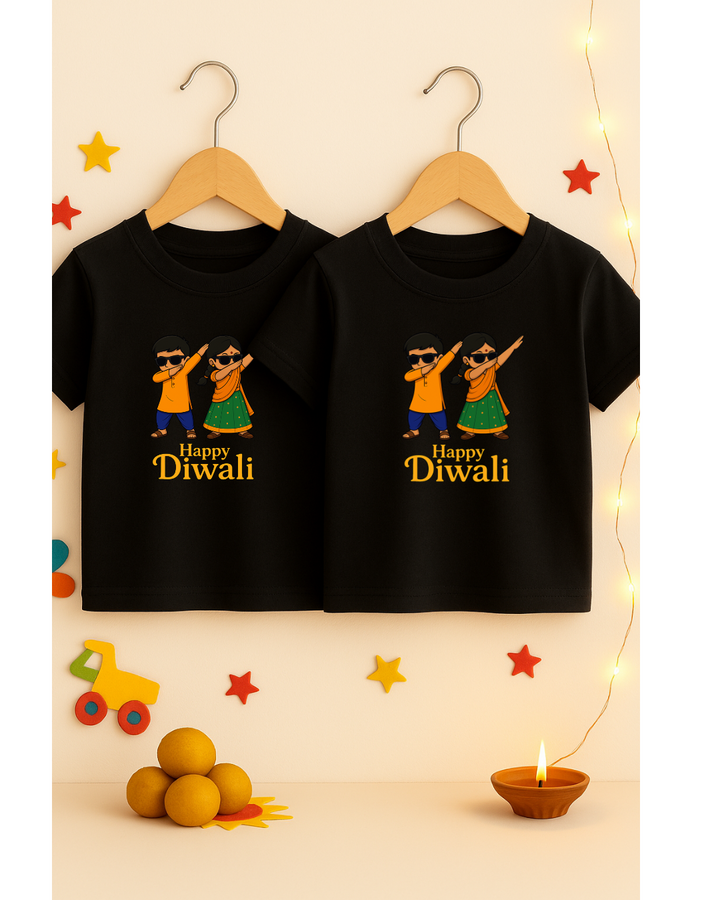 Happy Diwali Kids T-Shirt – Festive Dab Dance Edition