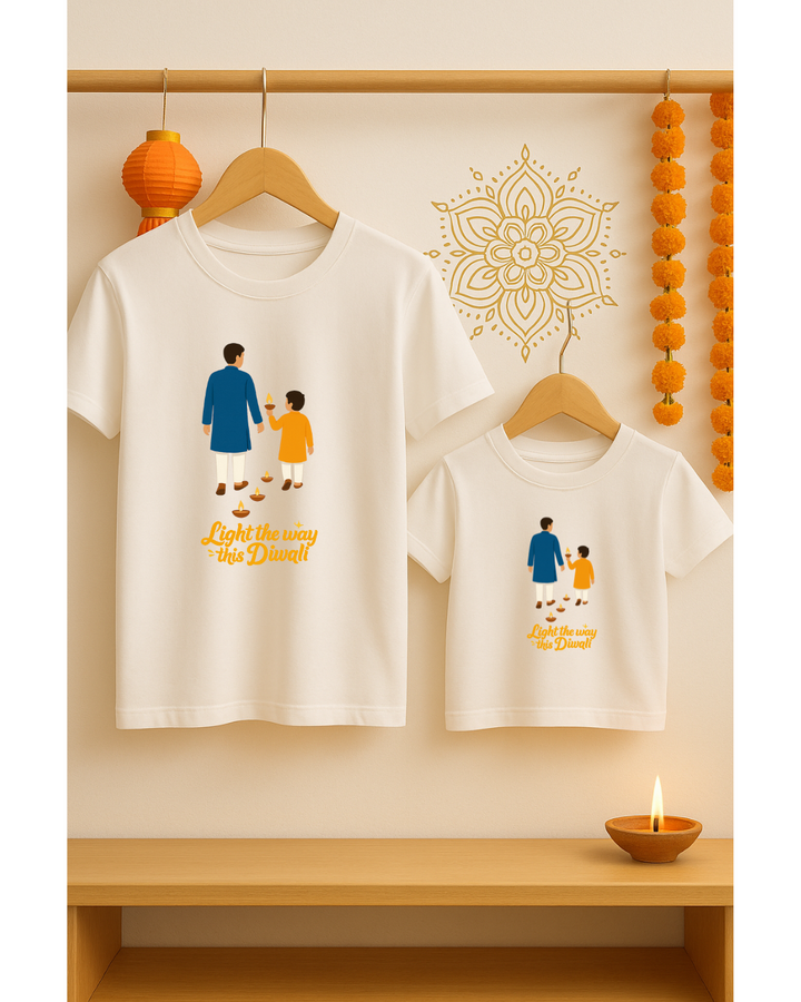 Light the Way This Diwali – Father & Child Matching T-Shirt Set